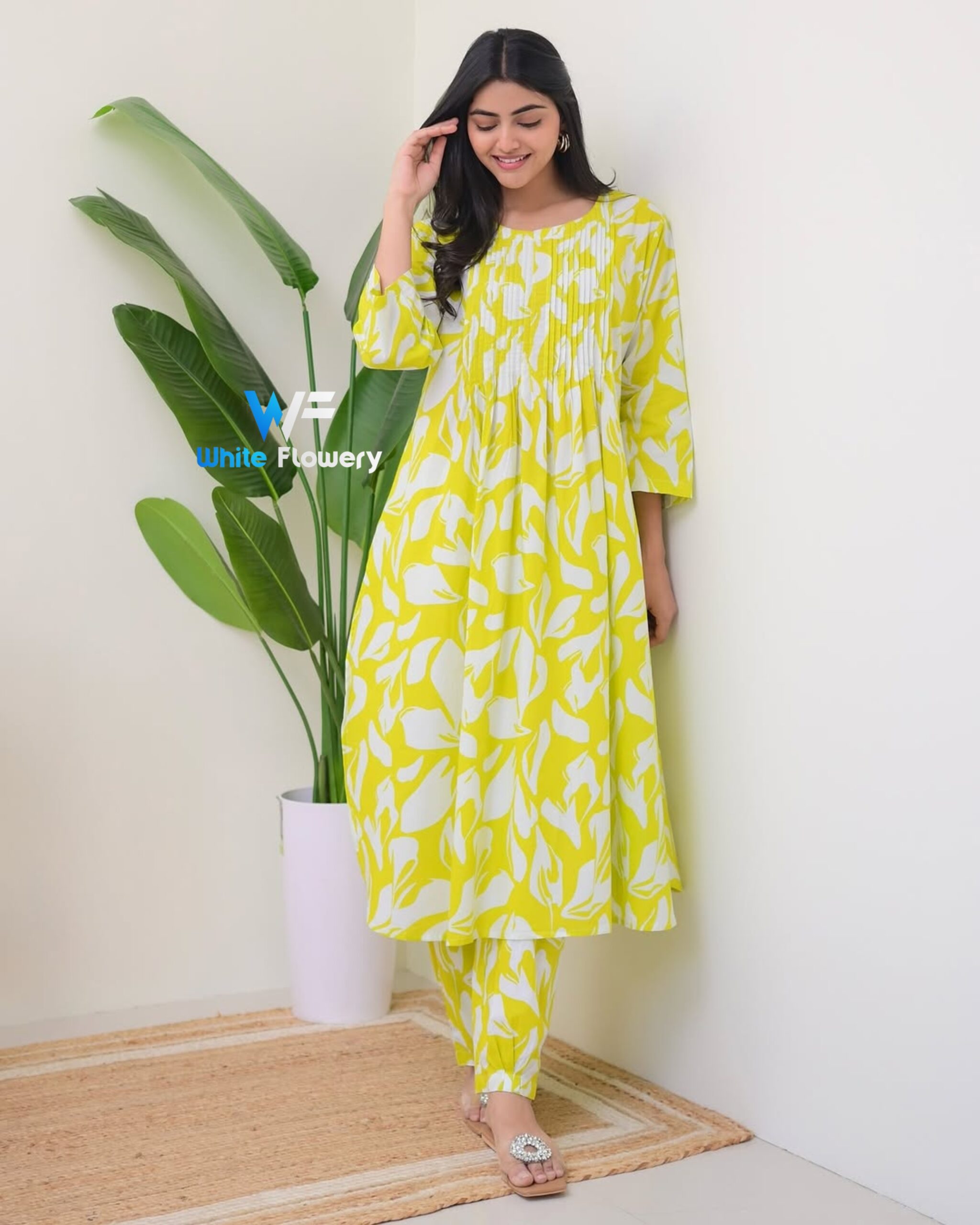 Skin Print Cotton Two Piece Set Ready Made Kurti and Salwar - Image 4