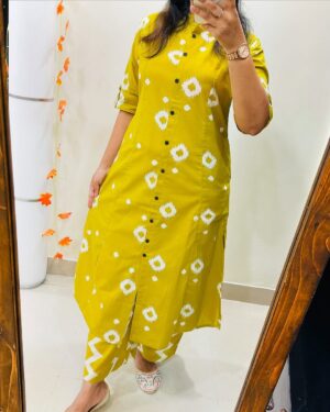 Skin Print Cotton Two Piece Set Ready Made Kurti and Salwar