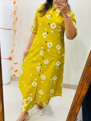 Skin Print Cotton Two Piece Set Ready Made Kurti and Salwar