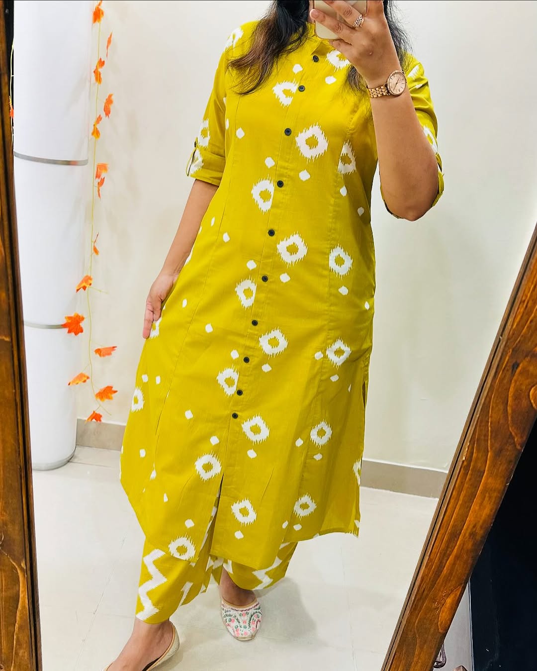 Skin Print Cotton Two Piece Set Ready Made Kurti and Salwar