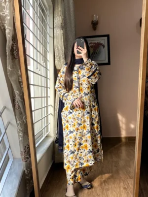 Premium Quality Digital Print Readymade Three Piece