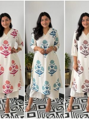 Skin Print Cotton Two Piece Set Ready Made Kurti and Salwar