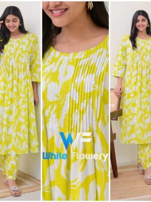 Skin Print Cotton Two Piece Set Ready Made Kurti and Salwar