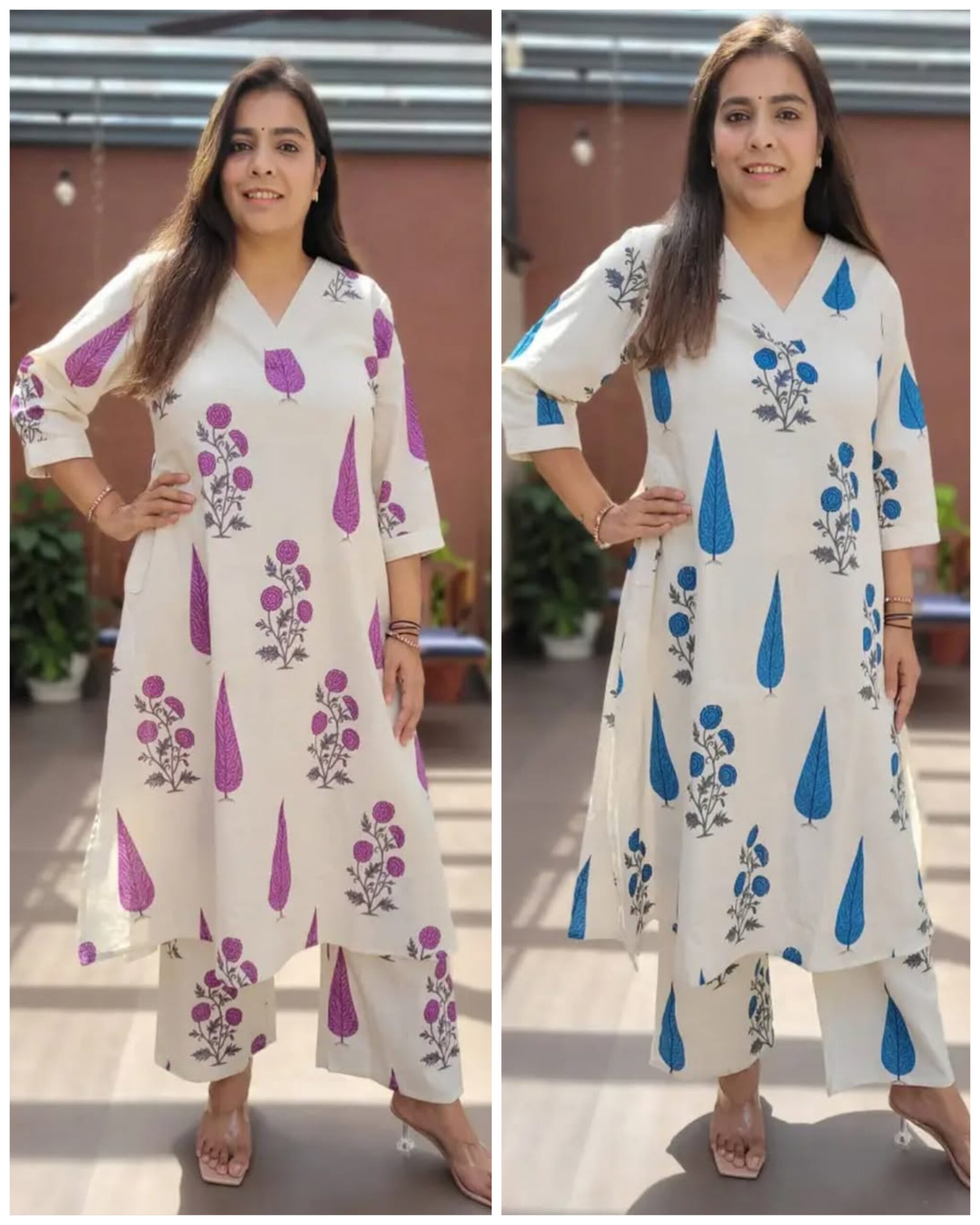 Skin Print Cotton Two Piece Set Ready Made Kurti and Salwar