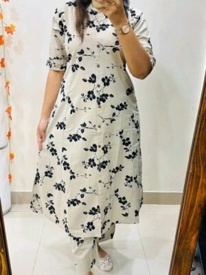 Skin Print Cotton Two Piece Set Ready Made Kurti and Salwar