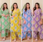 Skin Print Cotton Two Piece Set Ready Made Kurti and Salwar