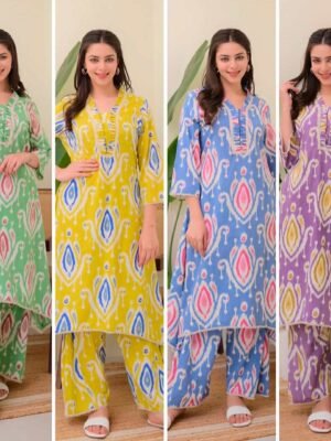 Skin Print Cotton Two Piece Set Ready Made Kurti and Salwar