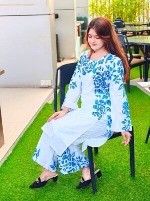 Skin Print Cotton Two Piece Set Ready Made Kurti and Salwar