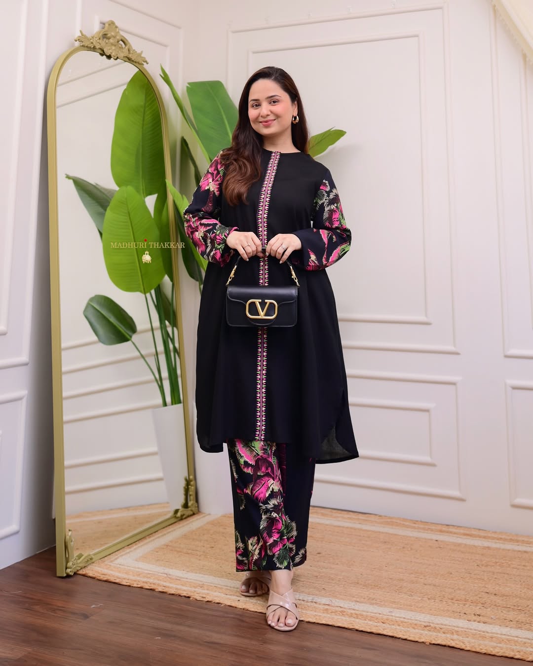 Skin Print Cotton Two Piece Set Ready Made Kurti and Salwar - Image 5