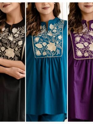 Premium Cotton Embroidery Two Piece