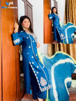 Premium Cotton Embroidery Three Piece