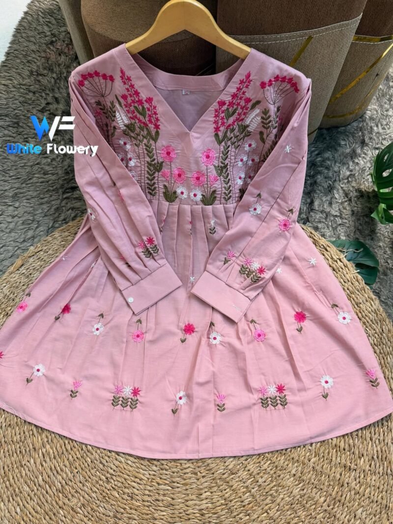 Premium Cotton Embroidery One Piece – whiteflowerybd