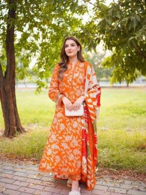 NEW Digital Printed 3 Piece with Lace Work