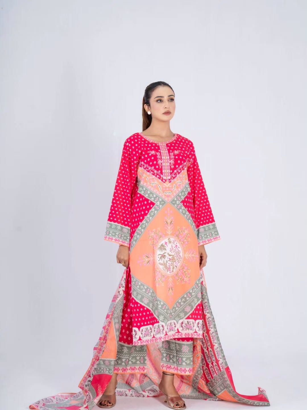 Premium Quality Cotton Silk Digital Print Three Piece