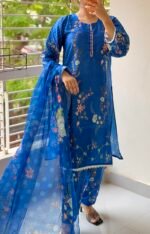 Digital Print Lace Work Ready-Made Three Piece