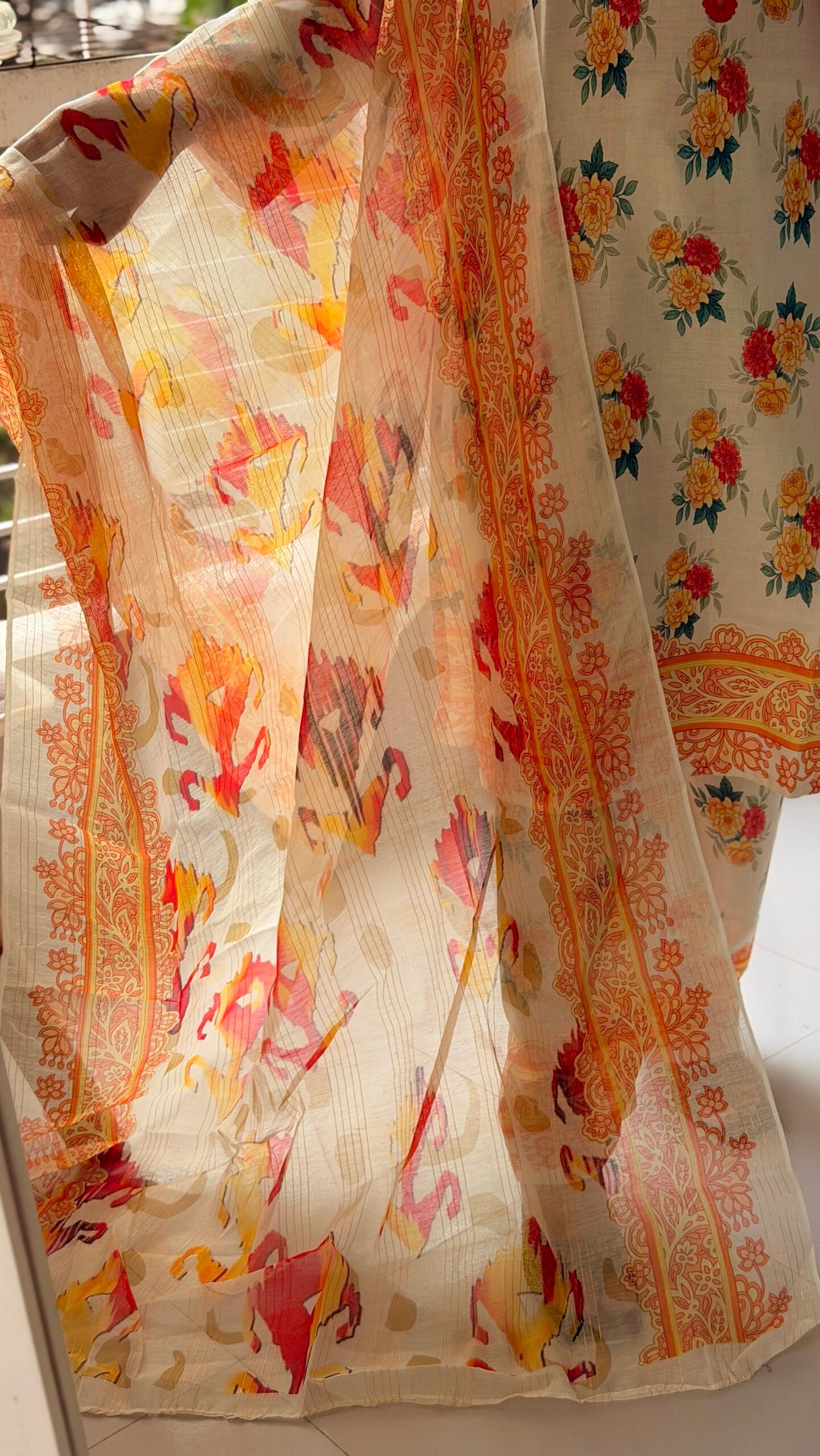 Digital Print Lace Work Ready-Made Three Piece - Image 3