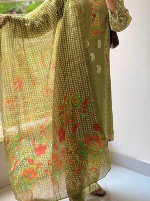 Digital Print Lace Work Ready-Made Three Piece