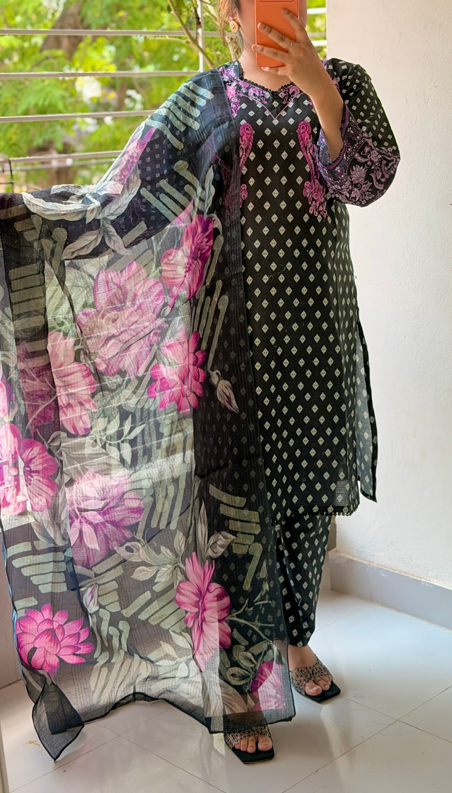 Digital Print Lace Work Ready-Made Three Piece - Image 5