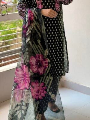 Digital Print Lace Work Ready-Made Three Piece