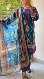 Digital Print Lace Work Ready-Made Three Piece