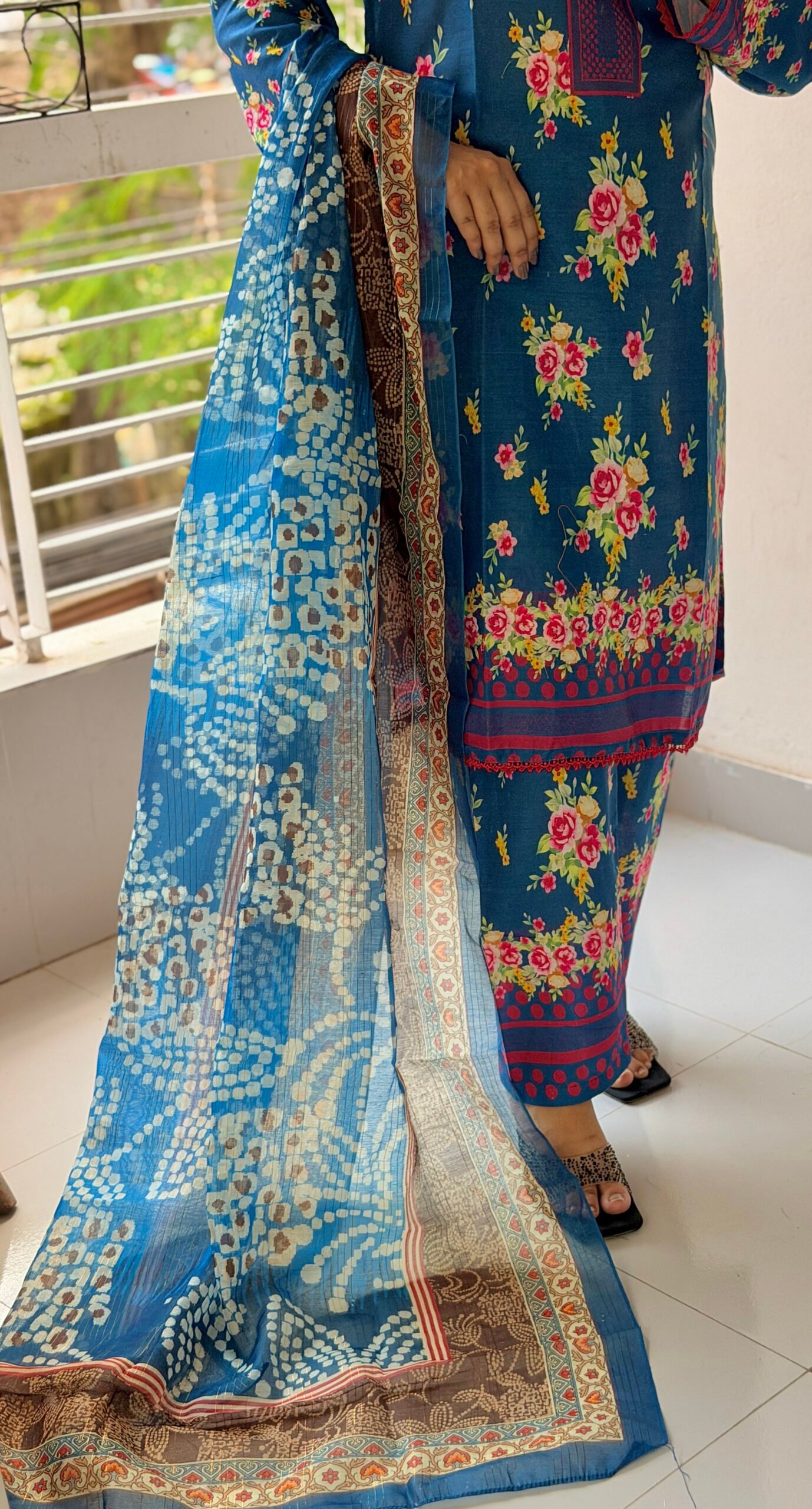 Digital Print Lace Work Ready-Made Three Piece - Image 4