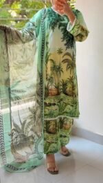 Digital Print Lace Work Ready-Made Three Piece
