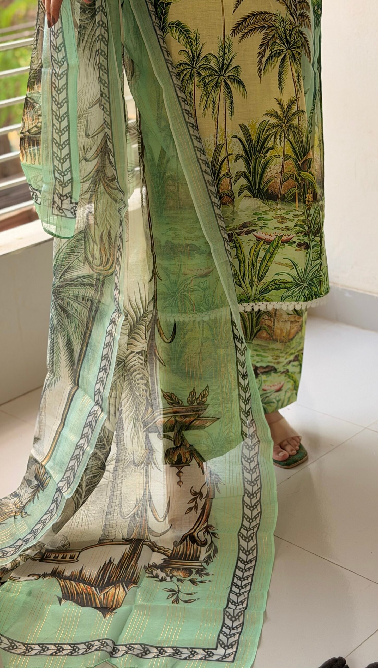 Digital Print Lace Work Ready-Made Three Piece - Image 10