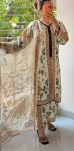 Digital Print Lace Work Ready-Made Three Piece